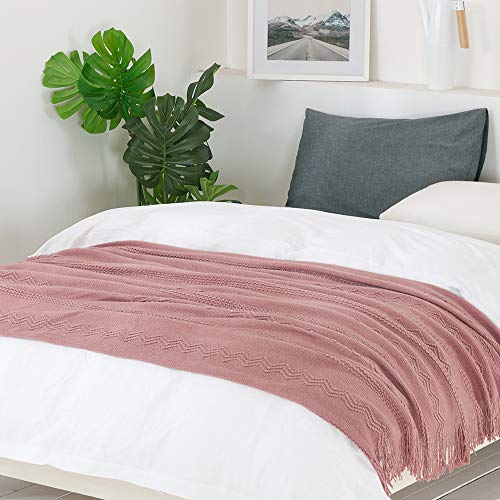 Coral Pink Throw Blanket 50x60 Inch Knitted Soft Throw Sofa Blanket (Coral Pink / 50"x60")