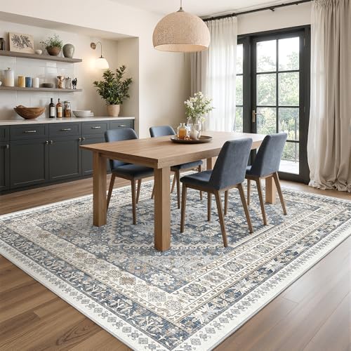 Area Rugs 5x7 Washable Rugs for Living Room (Blue/Beige / 5' x 7' (Rectangular))