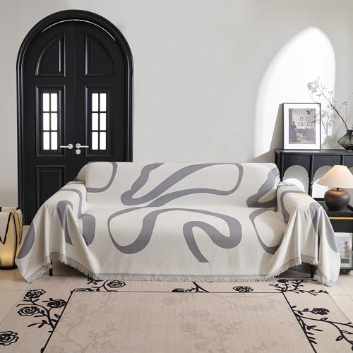 Couch Cover for 3 Cushion Sofa (91" x 118" / 1# Grey Curve)