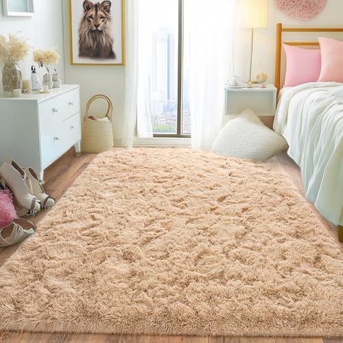 Fluffy Area Rug for Bedroom 4x6 (Camel / 4' x 6' (Rectangular))