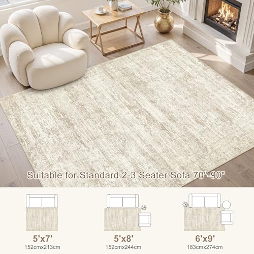 5x7 Washable Area Rug (Beige/Brown / 5' x 7' (Rectangular))