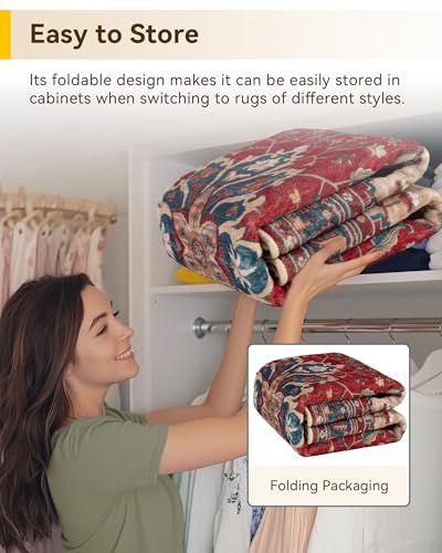 Washable Area Rug (Red/Blue / 3' x 5' (Rectangular))