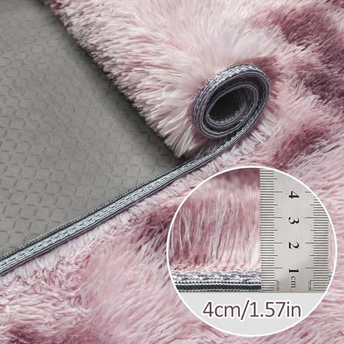 Tie Dyed Blush 2x6 Machine Washable Runner Rugs for Hallway Soft Fluffy Shaggy Bedside Rugs for Bedroom Living Room Indoor Floor Carpet for Kids Girls and Boys Nursery Rooms Home Decor Aesthetic (Tie-dyed Blush / 2' x 6' (Runner))