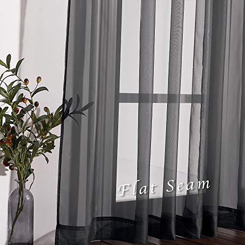 Black Sheer Curtains 90 inches Long (Black / 54"W x 90"L (Pack of 2))