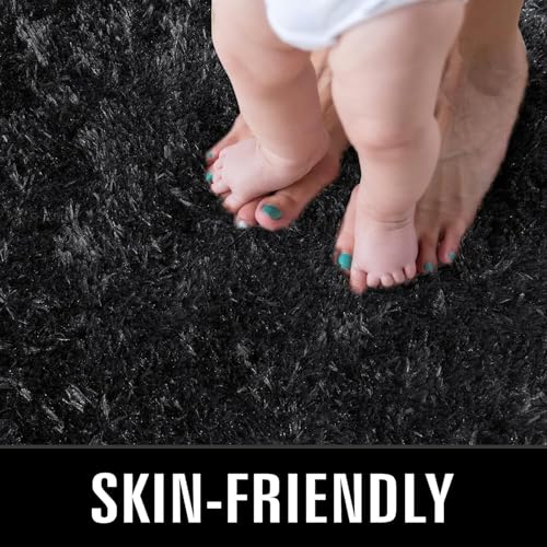 Super Soft Shaggy Rugs Fluffy Carpets (7' x 10' (Rectangular) / Black)