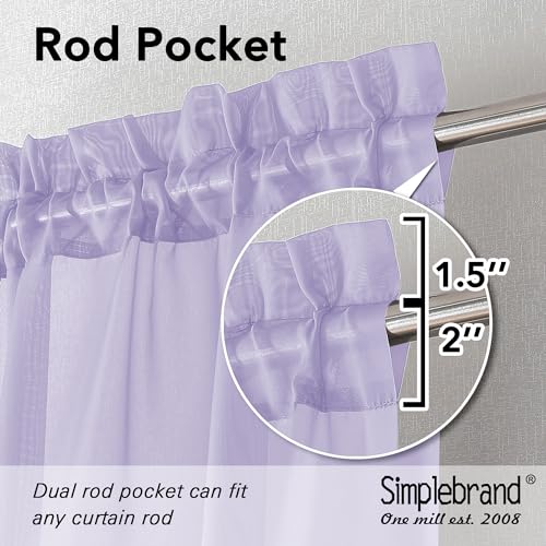 Lavender Sheer Curtains 90 Inches Long 2 Panels (Lavender / 42"W x 90"L (Pack of 2))
