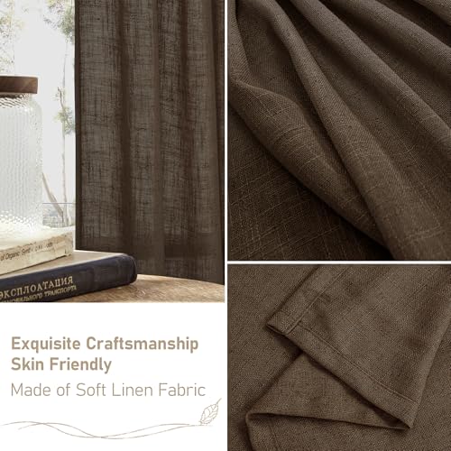 95 inch Length Linen Curtains for Living Room 2 Panels (52"W x 95"L (Pack of 2) / Dark Brown)