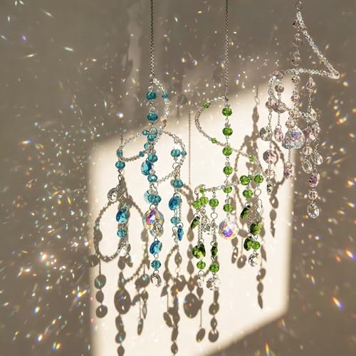 3 Pcs Crystal Suncatchers Wind Chimes (Pink,green,blue)