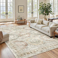 6x9 Area Rug for Living Room Washable Rugs Non (Brown/Pink / 6' x 9' (Rectangular))