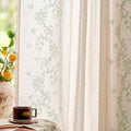 Floral Linen Curtains 84 Inch Farmhouse Back Tab 2 Panels (Vine | Sage / 50"W x 84"L (Pack of 2))
