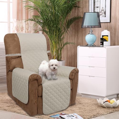 Reversible Recliner Chair Covers (Beige/Beige / 28''recliner-oversized)