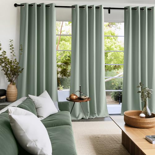Sage Green Room Darkening Curtains 96 Inches Long 2 Panels for Living Room (Greyish Green / 40"W x 96"L (Pack of 2))