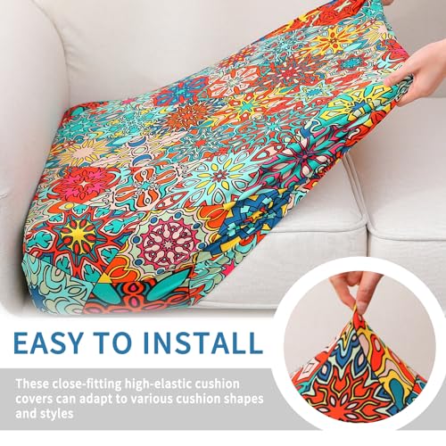 Printed Couch Cushion Covers (Red / Seat Cover 3 Pack)