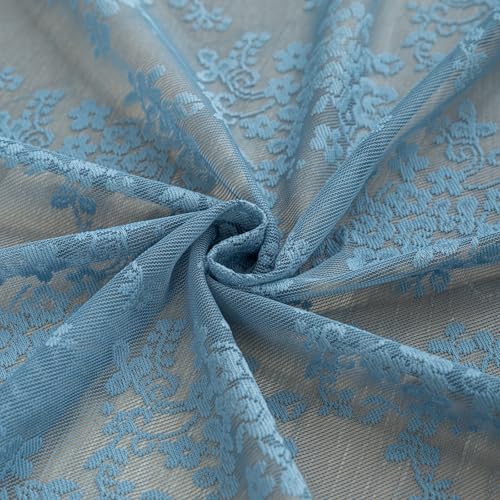 Vintage Lace Curtains 102 Inches Long (Stone Blue / 52"W x 102"L (Pack of 2))