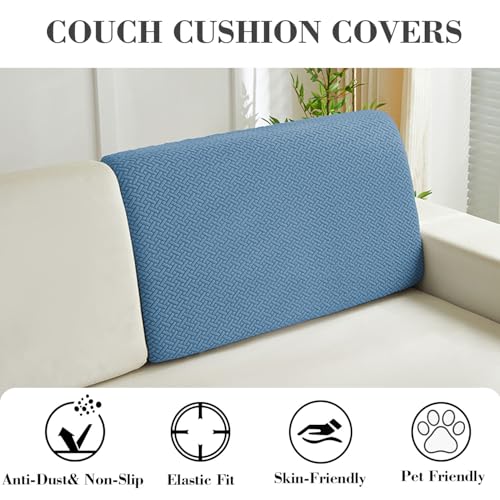 Sofa Covers Couch Covers for Sofa Pet Friendly Couch Cushion Covers Universal Sofa Covers Washable Stretch Slipcovers for Sectional Sofa (Texture Blue / Back Cover L)