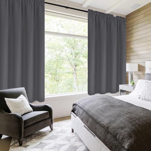 Blackout Curtains for Bedroom 38 x 45 Inch Long Dark Grey 2 Panels (Dark Grey / 38"W x 45"L (Pack of 2))