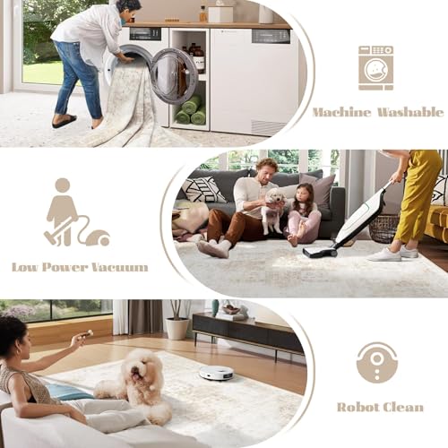 Area Rug 10x12 Washable Rug (Beige / 10' x 12' (Rectangular))