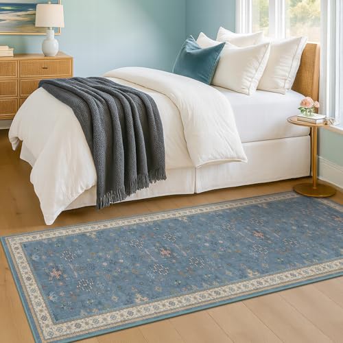 Boho 2x6 Non Slip Kitchen Rug Runner (2' x 6' (Runner) / Dusty Blue)