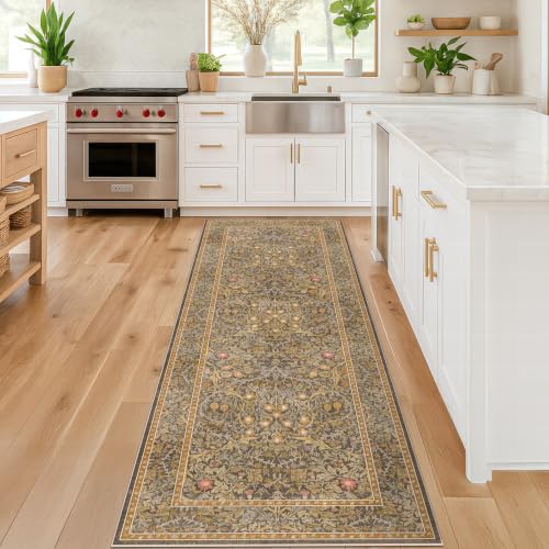 Brown 2'6" x 10' Hallway Runner Rug Non Slip (Gold Brown / 2'6" x 10' (Runner))