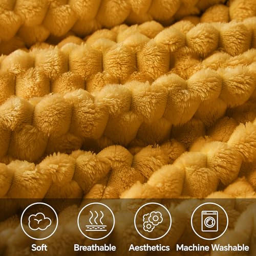 Mustard Yellow Throw Blanket for Couch (Mustard Yellow / Throw(50"x60"))