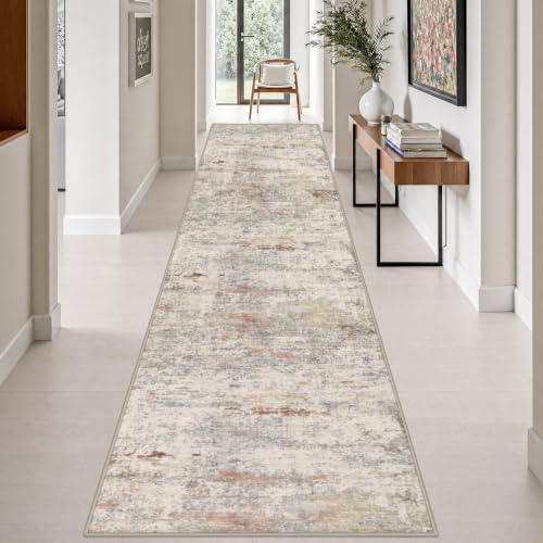 3x14 Washable Runner Rug：Modern Abstract Kitchen Soft Carpet Taupe (Taupe / 3' x 14' (Rectangular))