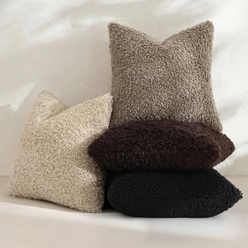 Sherpa Decorative Throw Pillow Covers 20x20 Set of 2 Chocolate (Chocolate / 20" x 20" (Pack of 2))