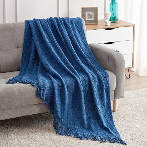 Royal Blue Throw Blanket 60x80Inch Knitted Soft Throw Sofa Blanket (Royal Blue / 60"x80")