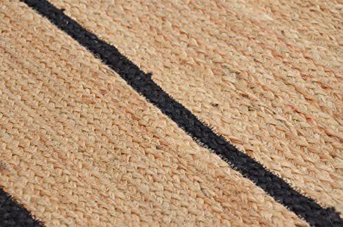 Scallop Pattern Jute Bohemian Area Rug (2'x8' (Runner) / Black)