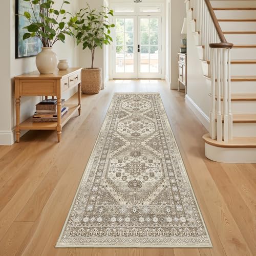 Kitchen Runner Rug Non Slip Washable Rugs 2.5x8 (Brown / 2'6" x 8' (Runner))