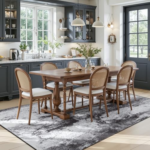 Abstract Area Rug Modern Washable Rug Soft Non Slip Rug Low Pile for Bedroom Living Room Dining Room Slate Grey 5x8 Feet (Slate Grey / 5' x 7'11" (Rectangular))