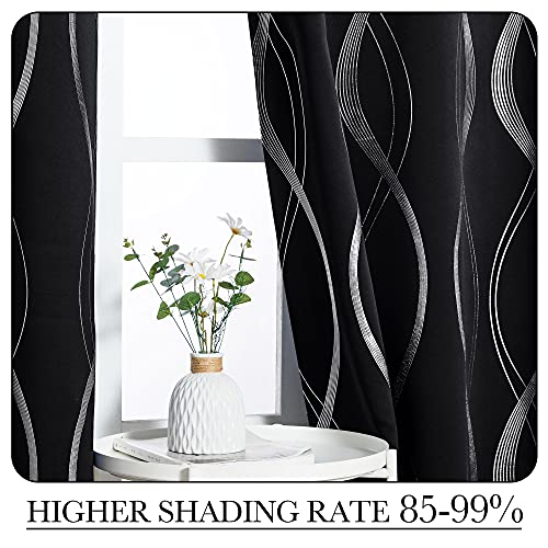 Black Out Window Curtains for Bedroom (1 - Black / 52"W x 54"L (Pack of 2))