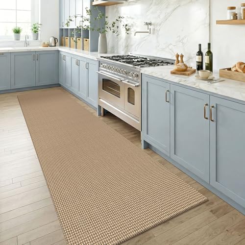 Runners for Hallways 3x8 ft Washable Kitchen Runner Non Slip Rubber Backed Hall Runners Cotton Entryway Runner Rugs for Indoor Backdoor Bedroom Kitchen (Orange Beige/Tan/Brown / 3' x 8' (Runner))