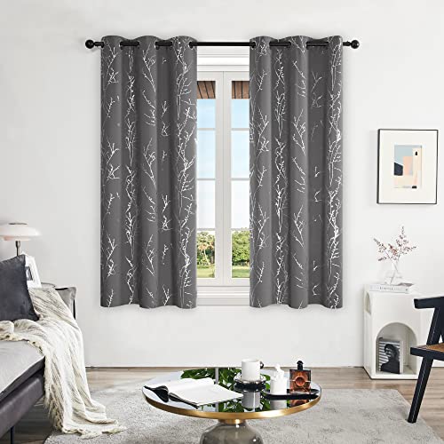 Living Room Curtains 54 Inches Long (Light Grey/Tree Branch / 42"W x 54"L (Pack of 2))