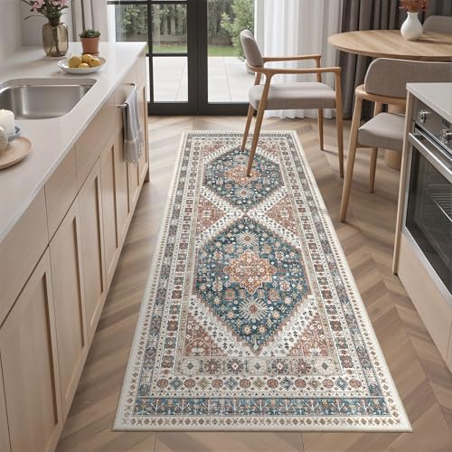 Washable Runner Rug 2x6 Runners for Hallways Non Slip (Navy Blue / 2' x 6' (Runner))