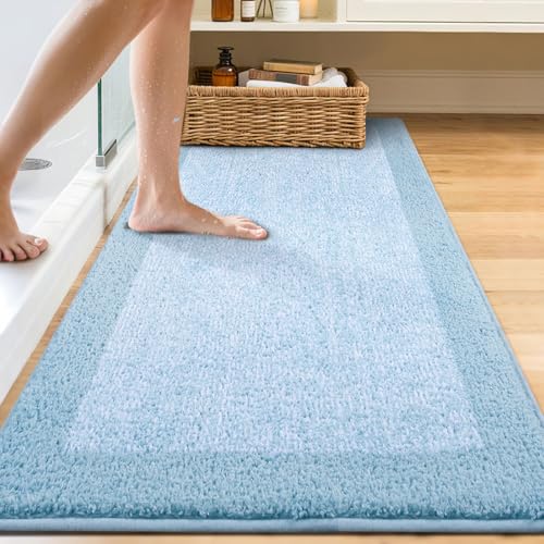 70x24 Bathroom Rugs Non Slip Washable (Light Blue / 2' x 5'10" (Rectangular))