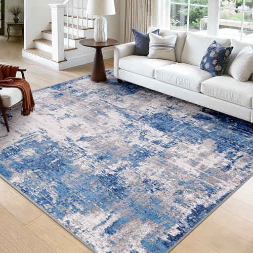 Washable Square 9'x9' Area Rug for Living Room Blue Gray (Blue/Gray / 9' x 9' (Square))