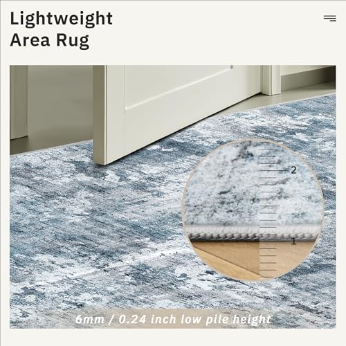 Abstract Rug 5x7 Washable Area Rugs for Living Room (Blue/Grey / 5' x 7' (Rectangular))