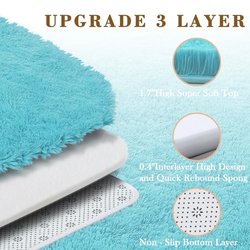 Fluffy Rug Shag Area Rug (Teal Blue / 3' x 5' (Rectangular))