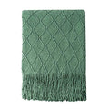 Green Throw Blanket 60x80 Inch Boho Knitted Soft Throw Sofa Blanket (Green / 60"x80")