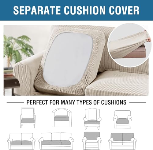 4 Piece Stretch Sofa Covers for 3 Cushion Couch Covers for Living Room Furniture Slipcovers (Large Plus / Island Fossi)