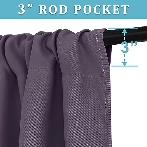 Blackout Curtains for Bedroom Living Room Nursery 72 inches Long (Greyish Purple / 42"W x 72"L (Pack of 2))