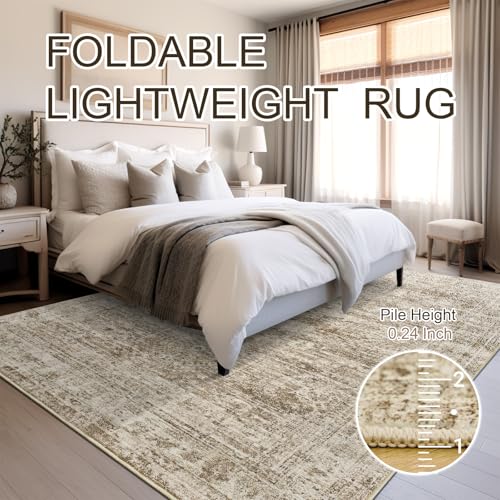 Washable Area Rug 8x10 Large Soft Brown Rugs for Living Room (Brown / 8' x 10' (Rectangular))