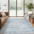 5x7 Area Rugs Blue Low Pile Washable Trendy Faded Style Rug (Blue / 5' x 7' (Rectangular))