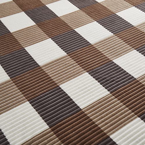 Sherpa Blanket Twin Plaid Thick Bed Blanket (Beige Check / 60"*80")