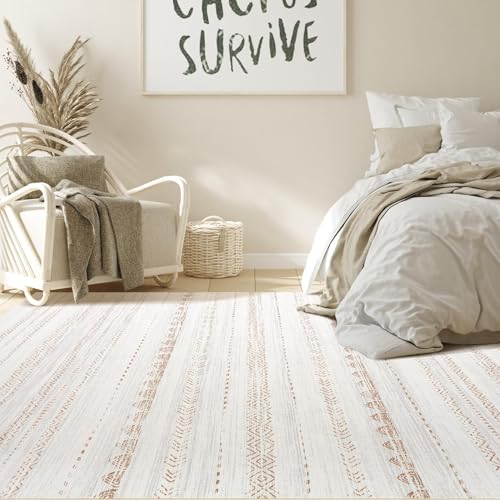 Boho 3x5 Area Rug Living Room Rugs Machine Washable Beige (Beige Brown / 3' X 5' (Rectangular))
