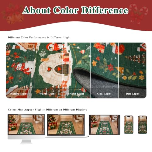 Vintage Christmas Runner Rug 2x8 (2' x 8' (Rectangular) / Xmas/Green)