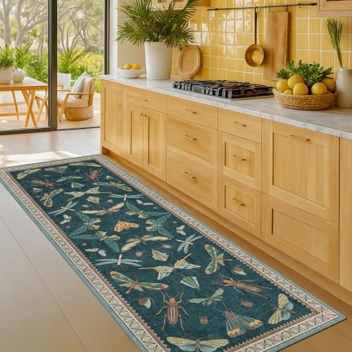 Brown and Green Kitchen Sink Runner Rug 2x5 (2' x 5' (Runner) / Teal)