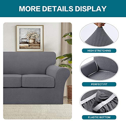 3 Piece Sofa Covers for 2 Cushion Couch Sofa Slipcover Soft Couch Cover for Dogs (Sofa (2 Cushion) / Charcoal Gray)