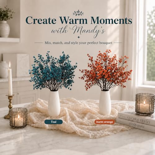 15 Bundles Artificial Teal Baby’s Breath Flowers (Teal)