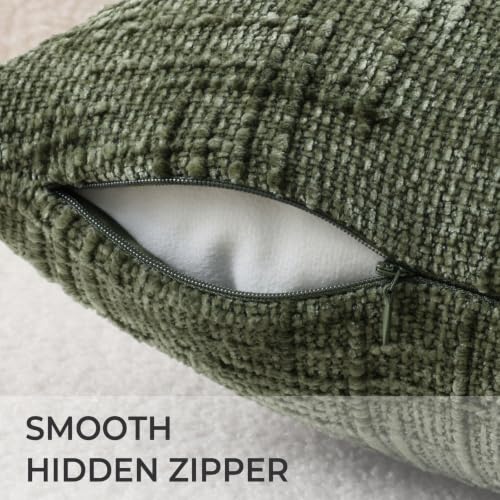 Textured Chenille Throw Pillow Covers 20x20 Set of 2 Grey Green (Neutral Green / 20" x 20" (Pack of 2))